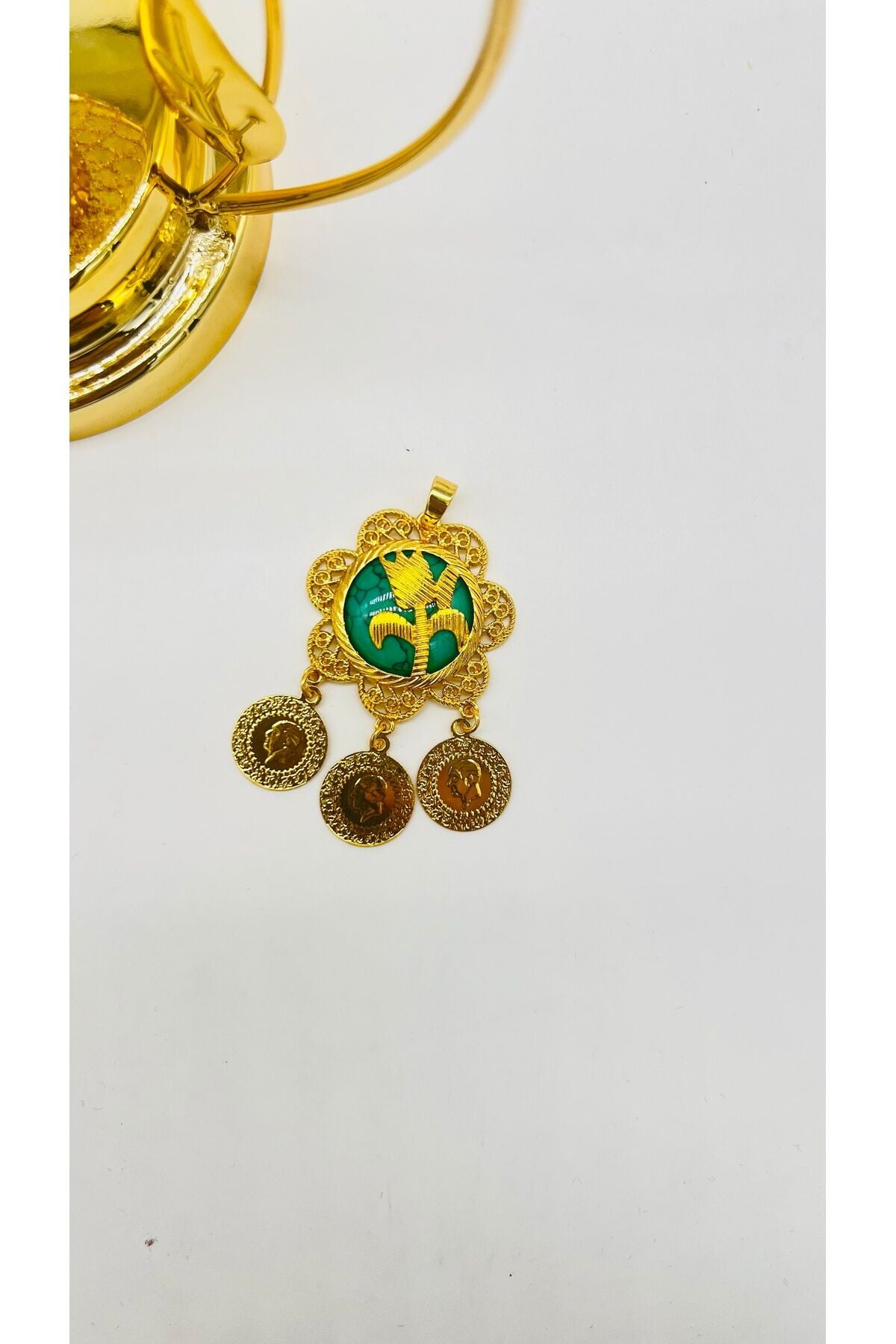 Otantik Firuze Halef Kolye Ucu - Yeşil - Model 1