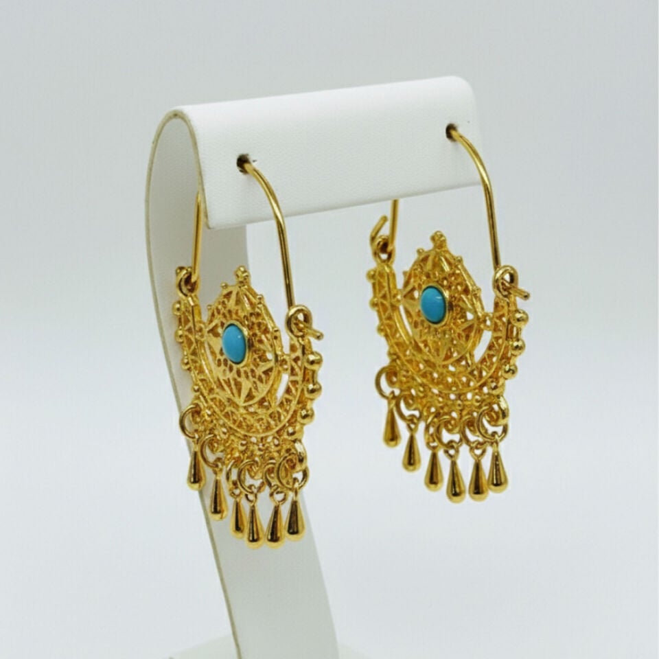 Firuze Taşlı Küpe - Model 2